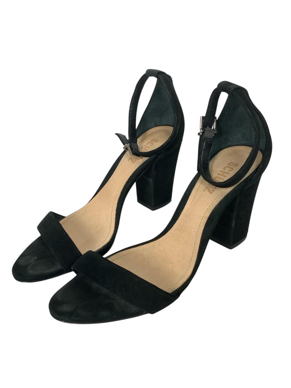 Schutz Jenny Lee black nobuck block heel size 7.5 B